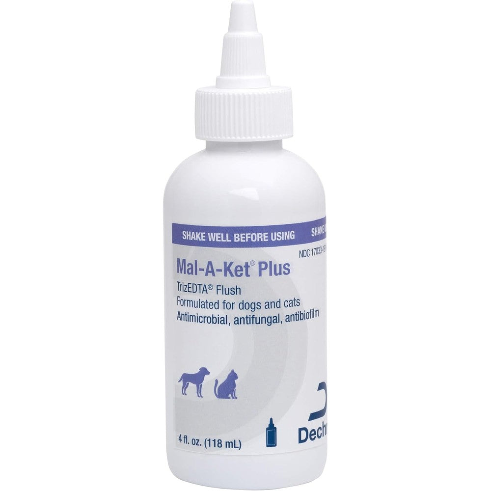Mal-A-Ket Plus TrizEDTA Flush Antimicrobial And Antifungal Medicated Skin And Ear Cleanser For Dogs And Cats 4 Fluid Ounces