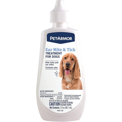 PetArmor Ear Mite And Tick Treatment For Dogs With Aloe Vera Formula 3 Fluid Ounces
