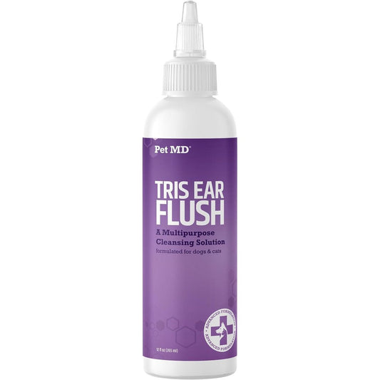 Pet MD Veterinary Tris Flush Cat And Dog Ear Cleaner Antiseptic And Antifungal Solution For Ear Infections And Routine Cleaning 12 Fluid Ounces