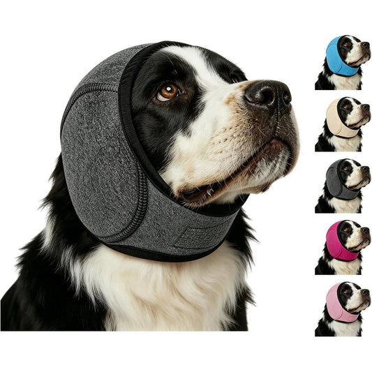 Ensimdi Zenpup Noise Cancelling Ear Wrap For Dogs Calming Hoodie For Anxiety Relief Fireworks Thunder Grooming Medium Black