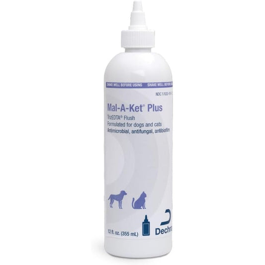 Dechra Mal-A-Ket Plus TrizEDTA Medicated Antimicrobial And Antifungal Skin And Ear Flush For Dogs And Cats 12 Fluid Ounces