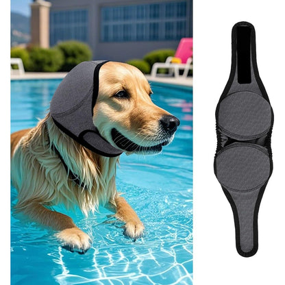 Lianzimau Dog Ear Covers For Bath Swimming And Grooming Water Resistant Calming Hood With Adjustable Hook And Loop Fasteners