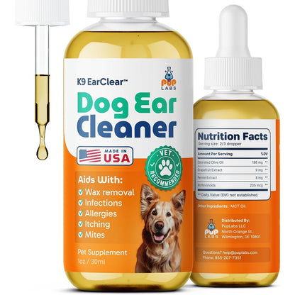 Pup Labs Ear Clear Natural Dog Ear Cleanser And Infection Treatment For Dogs Soothes Itching And Irritation 1 Fluid Ounce