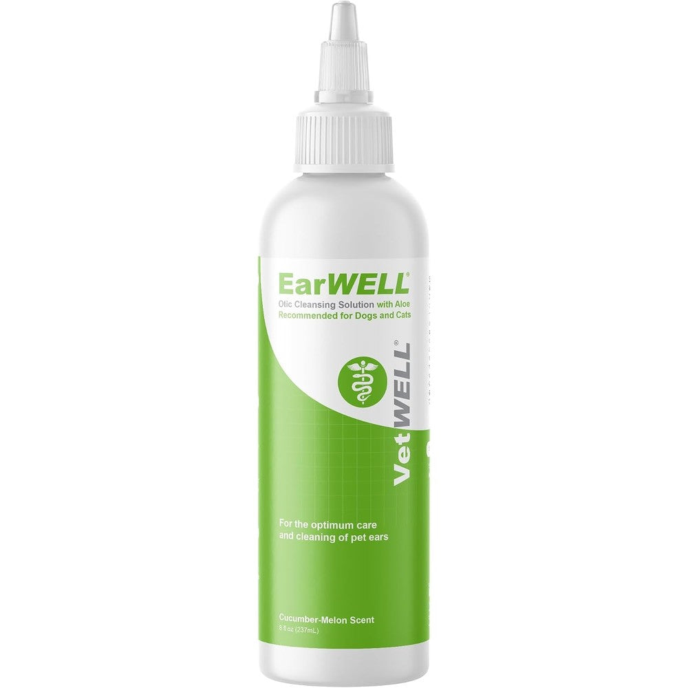 VetWELL Ear Cleaner For Dogs And Cats Otic Rinse For Ear Infections And Odor Control 8 Fluid Ounces Cucumber Melon