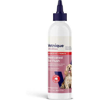 Vetnique Oticbliss Advanced Vet Strength Medicated Ear Flush And Ear Cleaner For Dogs And Cats With Chlorhexidine And Ketoconazole 6 Fluid Ounces