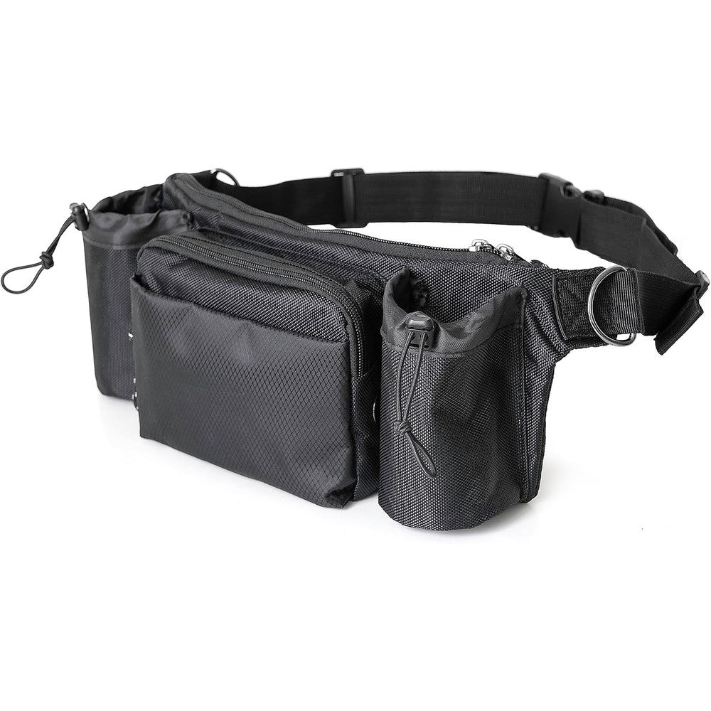 Tigerli Dog Walking Fanny Pack With Magnetic Treat Pouch, Dual Water Bottle Holders, And Waste Bag Dispenser For Hands Free Hiking And Training