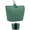 Zbborq Upgraded Dog Treat Pouch With Strong Magnetic Closure, Small Silicone Training Bag, Waist-Mounted Clip And Leash Carabiner, Dark Green