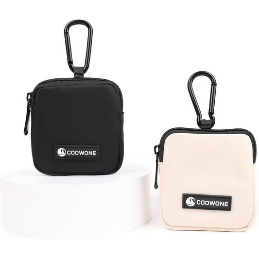 Coowone 2 Pieces Dog Treat Pouch Waterproof Small Hands Free Pet Training Bag With Carabiner Black And Beige