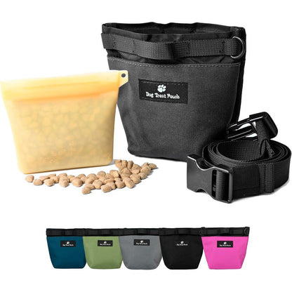 Juruaa Dog Treat Pouch For Training With Washable Silicone Liner And Magnetic Closure Black 2 Cup Capacity
