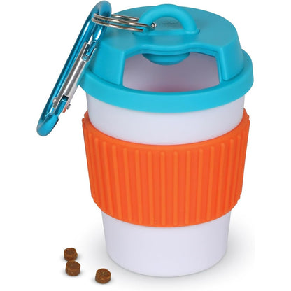 Brightkins Let's Go! Dog Treat Holder And Enrichment Kibble Container With Carabiner Clip For Leash Walking Accessories Orange 1 Piece