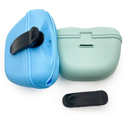 Bongpuda Silicone Dog Treat Pouch Set With Magnetic Closure And Waist Clip For Training Sky Blue And Light Green Two Count