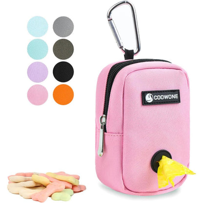 COOWONE Small Dog Treat Pouch And Poop Bag Holder For Leash Attached Hands Free Pet Waste Bag Dispenser For Walking And Training Pink