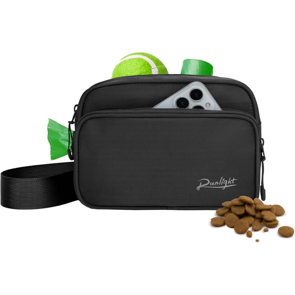 Runlight Dog Training Treat Pouch Fanny Pack And Crossbody Dog Walking Bag With Poop Bag Dispenser Black One Size