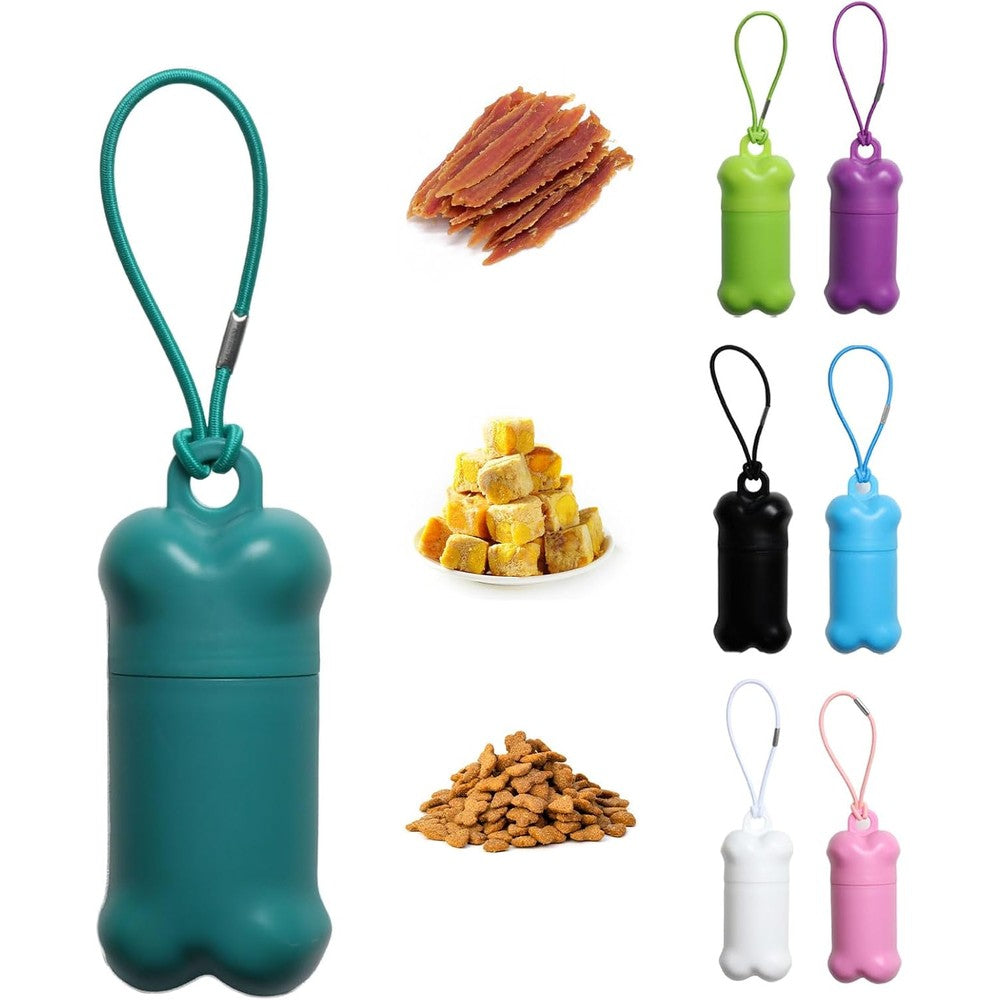 Yvnicll Portable Airtight Dog Food Storage Container Mini Treat Holder Small Dog Treat Bag And Training Container Dark Green One Piece