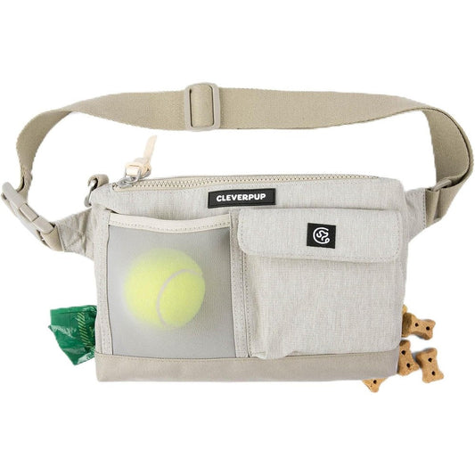 Cleverpup Walk And Train Two In One Dog Walking Bag Hands Free Training Crossbody Sling And Fanny Pack Sand Colorway