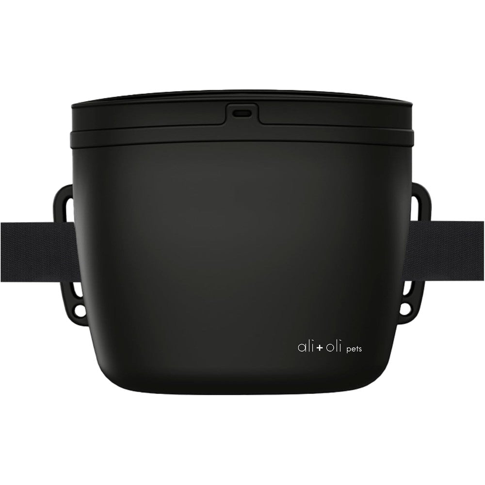 Ali+Oli Pets Silicone Dog Treat Pouch For Training With Magnetic Closure And Adjustable Waist Belt 2 Cup Capacity Matte Black