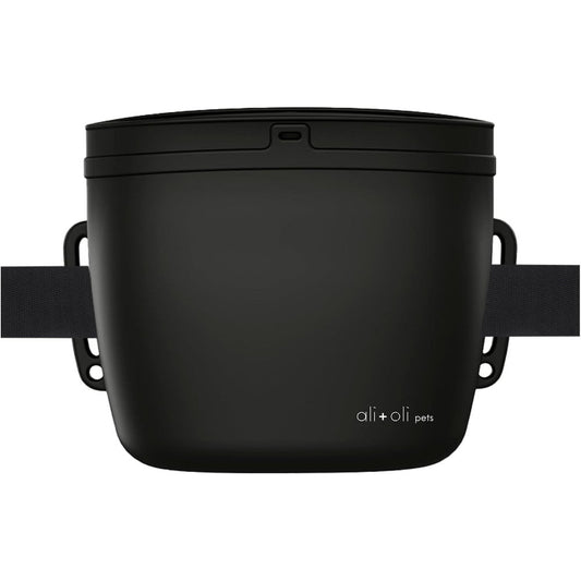 Ali+Oli Pets Silicone Dog Treat Pouch For Training With Magnetic Closure And Adjustable Waist Belt 2 Cup Capacity Matte Black
