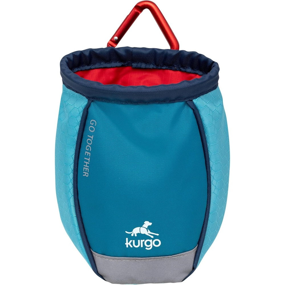 Kurgo Go Stuff It Dog Treat Bag Hands Free Pet Training Pouch With Drawstring Closure Belt Clip And Carabiner For Professional Tracking Coastal Blue