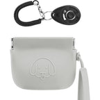 WALLFID Silicone Dog Treat Pouch Small Bag with Automatic Magnetic Closure and Pet Training Clicker for Dogs and Cats Light Grey 4 by 3.3 Inches