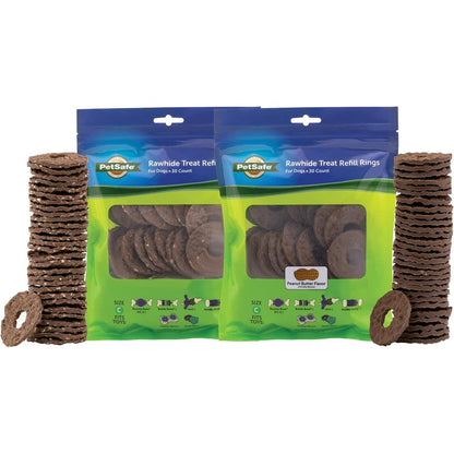 PetSafe Dog Treat Ring Variety Pack For Busy Buddy Toys Two Tasty Flavors Grain Free Natural Rawhide Refills For Large Size C Dog Toys Sixty Count