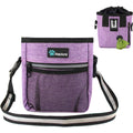 PetAmi Deluxe Dog Training Pouch With Waist And Shoulder Strap Built In Poop Bag Dispenser And Collapsible Bowl For Treats And Kibbles Purple