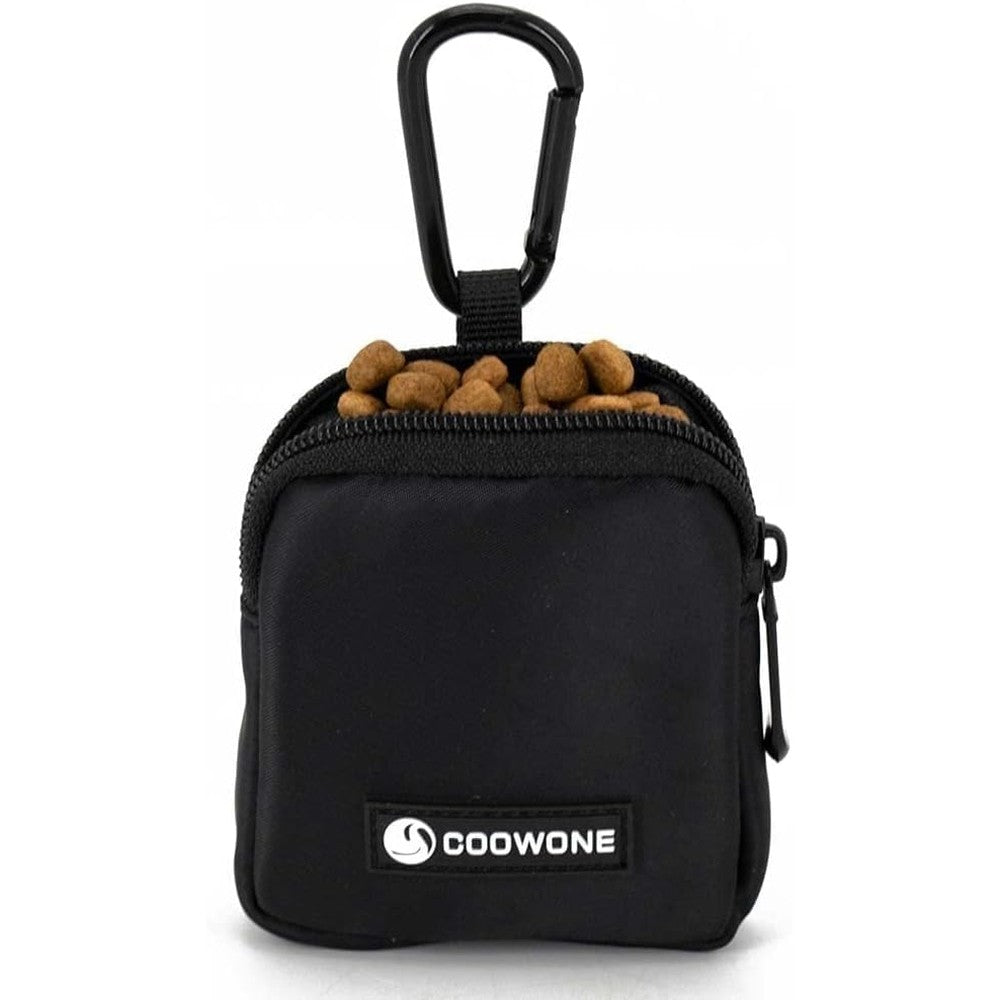 COOWONE Waterproof Dog Treat Pouch And Training Bag With Built In Poop Bag Dispenser And Adjustable Shoulder Strap Black