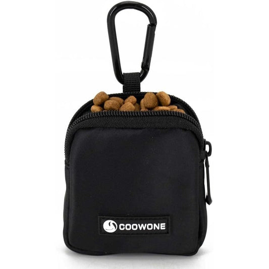 COOWONE Waterproof Dog Treat Pouch And Training Bag With Built In Poop Bag Dispenser And Adjustable Shoulder Strap Black