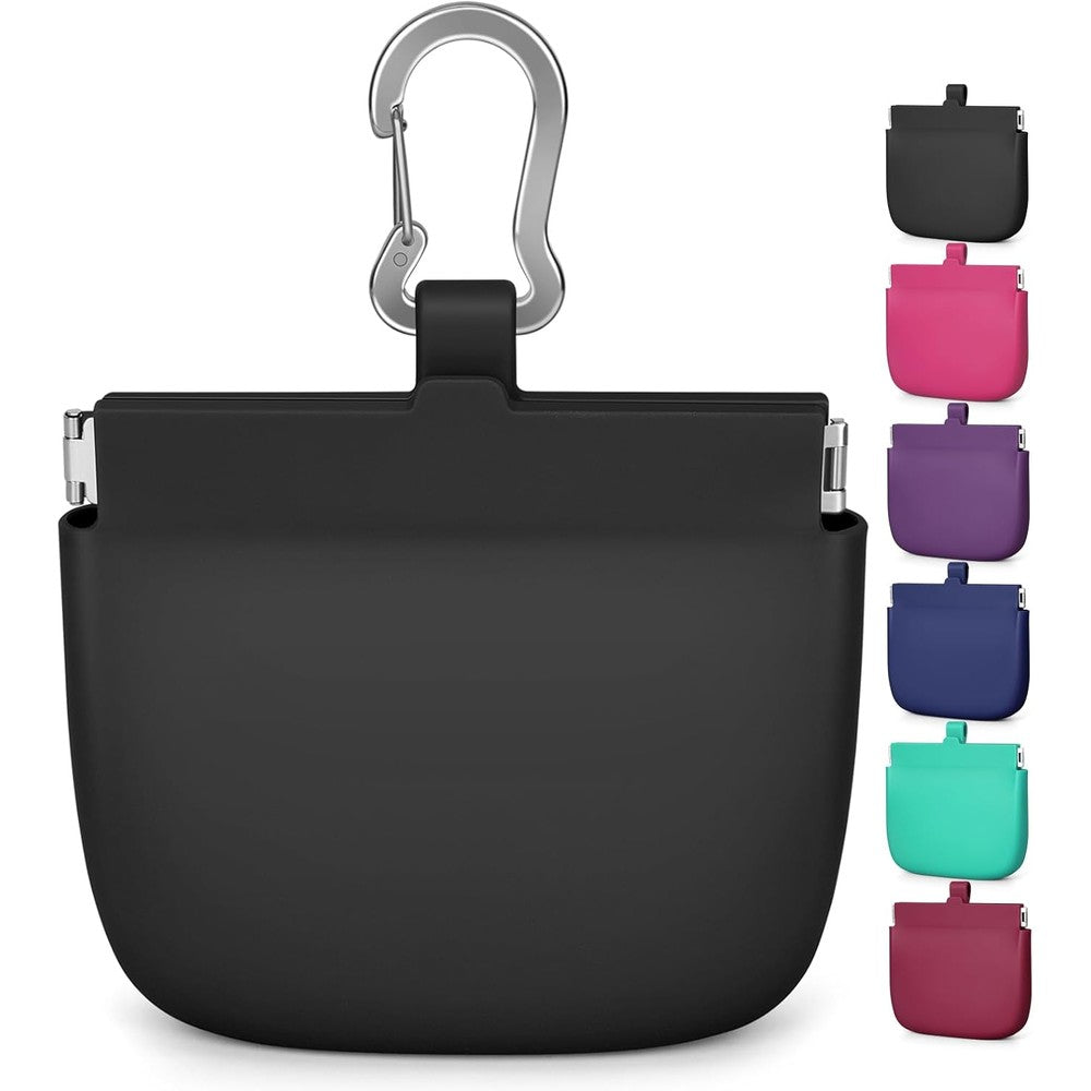 Heavenglow Rbibei One Hand Access Silicone Dog Treat Pouch Small Pocket Sized Training Accessory With Pull Tab And Auto Closing Lid Black