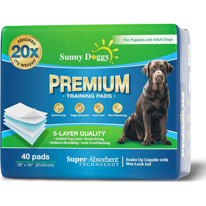 Sunny Doggy Extra Large Dog Pee Pads 36 Inches By 36 Inches Disposable Puppy Training Pads For Potty Housebreaking Upgraded Odor Control 40 Count