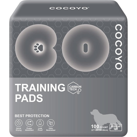 COCOYO Charcoal Dog Training Pads Carbon Absorb Odor Eliminating Puppy Pee Pads One Hundred Count Twenty Two By Twenty Two Inch Gray