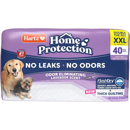 Hartz Home Protection Lavender Scent Odor Eliminating Gel Dog Pads XXL 40 Count Super Absorbent Leak Proof Training Mats