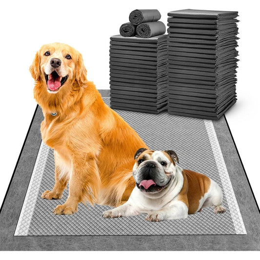 Mizok Charcoal Pee Pads For Dogs Extra Large 28x34 Inches Super Absorbent Odor Eliminating Six Layer Leak Proof Puppy Potty Pads Forty Count