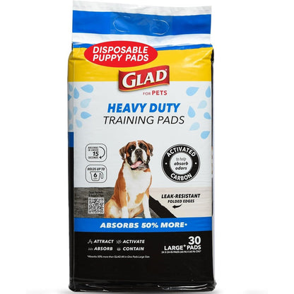 Glad For Pets Heavy Duty Activated Carbon Charcoal Pet Training Pads Extra Large Twenty Four By Twenty Four Inches Thirty Count