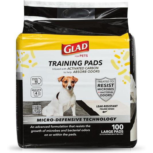 Glad For Pets Activated Carbon Puppy Training Pads With Micro Defensive Technology Twenty Three By Twenty Three Inches One Hundred Count