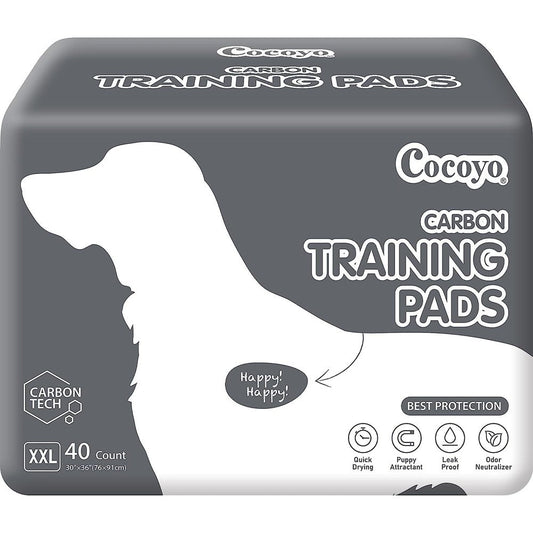 COCOYO Extra Large Charcoal Dog Training Pads Carbon Absorb Odor Eliminating Puppy Pee Pads Black XXL Thirty by Thirty Six Inch Forty Count