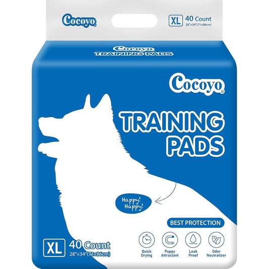 COCOYO Best Value Puppy Training Pads Extra Large Super Absorbent Five Layer Leak Proof Pet Pee Pads 40 Count