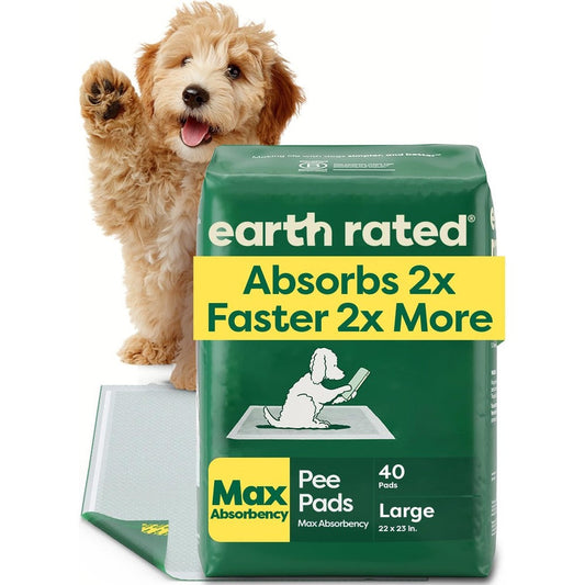 Earth Rated Max Absorbency Puppy Pee Pads For Dogs Leak Proof Unscented Potty Training Large 22 Inch By 23 Inch 40 Count