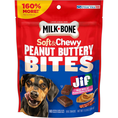 Milk-Bone Peanut Buttery Bites Soft Dog Treats Made With Jif Peanut Butter Eleven Point Eight Ounce Bag
