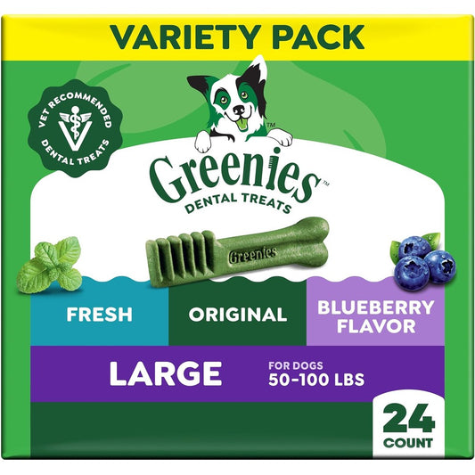 Greenies Large Natural Dental Care Dog Treats Variety Pack Three Twelve Ounce Packs Twenty Four Count