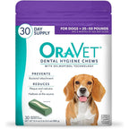 OraVet Dental Hygiene Chews for Medium Dogs 25 to 50 Pounds Oral Care and Plaque Prevention Purple Pouch 30 Count