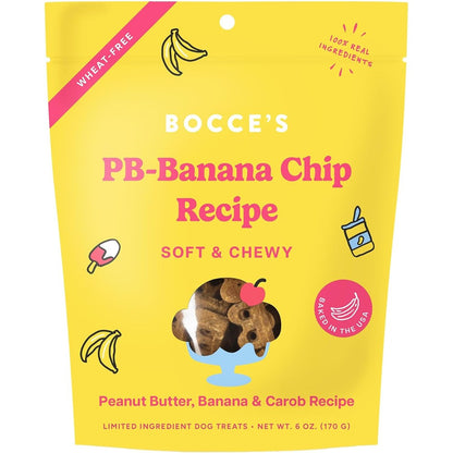 Bocce's Bakery Peanut Butter Banana Chip Recipe Soft And Chewy Dog Treats Wheat Free Everyday Cookies 6 Ounce