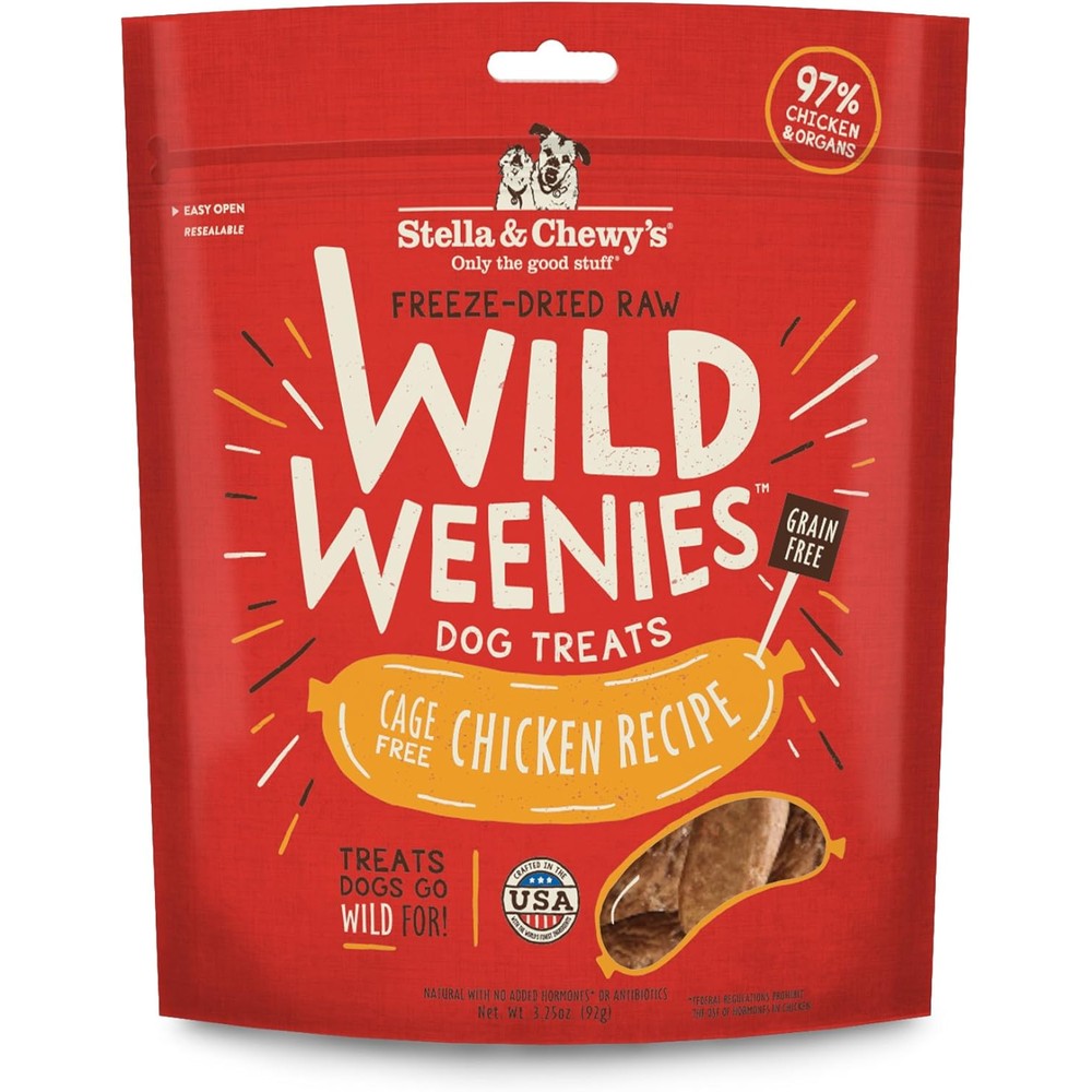 Stella & Chewy's Freeze-Dried Raw Wild Weenies Chicken Recipe High-Protein Grain-Free Dog And Puppy Training Treats 3.25 Ounce