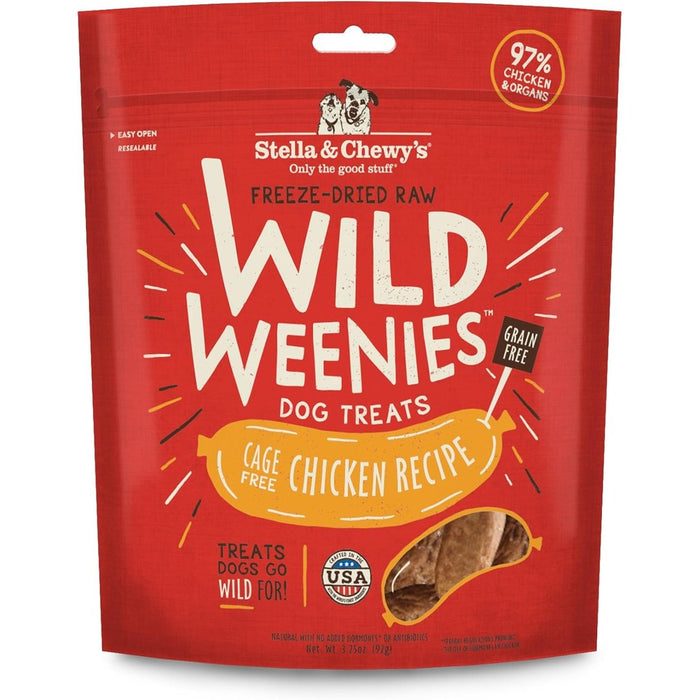 Stella & Chewy's Freeze-Dried Raw Wild Weenies Chicken Recipe High-Protein Grain-Free Dog And Puppy Training Treats 3.25 Ounce