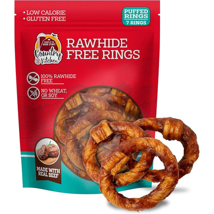 Country Kitchen Rawhide Free Beef Rings Dog Chews Made With Real Beef Highly Digestible Gluten Free 7 Count