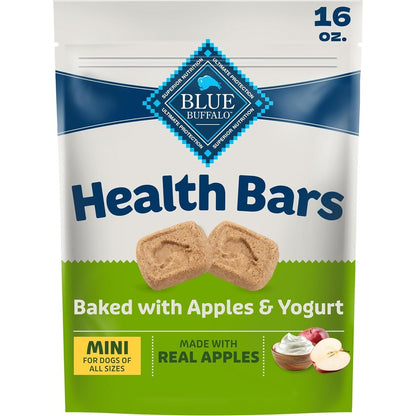 Blue Buffalo Mini Health Bars Apples And Yogurt Crunchy Dog Biscuits Oven Baked Bites For Training Sixteen Ounce Bag