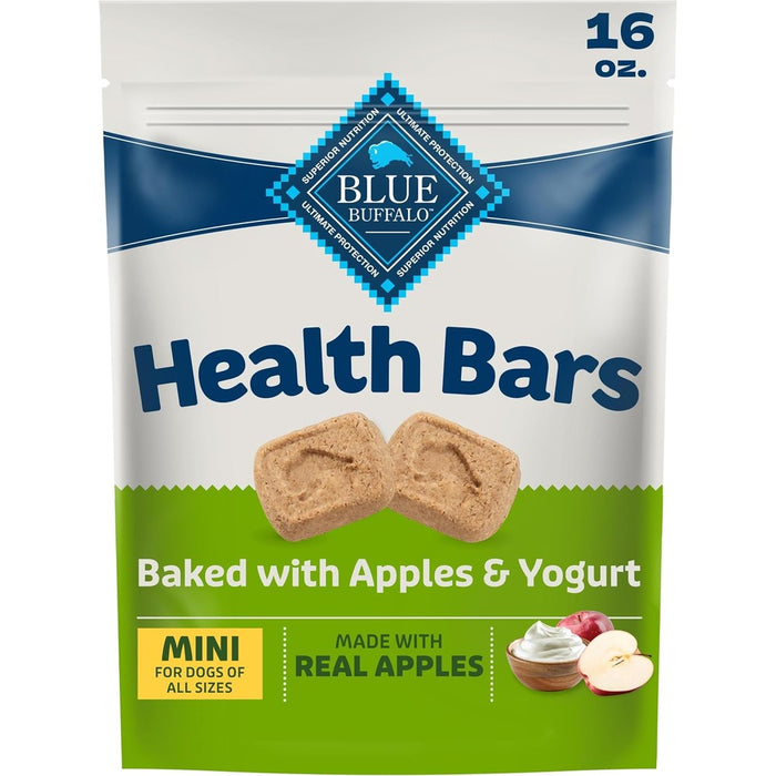 Blue Buffalo Mini Health Bars Apples And Yogurt Crunchy Dog Biscuits Oven Baked Bites For Training Sixteen Ounce Bag