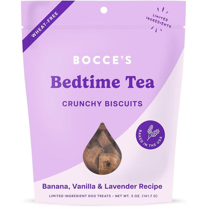 Bocce's Bakery Oven Baked Bedtime Tea Treats For Dogs Wheat Free All Natural Biscuits With Banana Vanilla And Lavender 5 Ounce