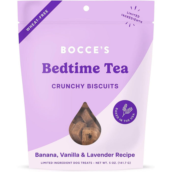 Bocce's Bakery Oven Baked Bedtime Tea Treats For Dogs Wheat Free All Natural Biscuits With Banana Vanilla And Lavender 5 Ounce