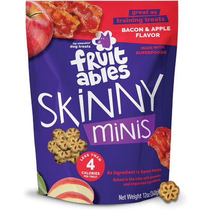 Fruitables Skinny Minis Apple Bacon Flavor Soft And Chewy Low Calorie Dog Training Treats Made With Sweet Potato Twelve Ounces
