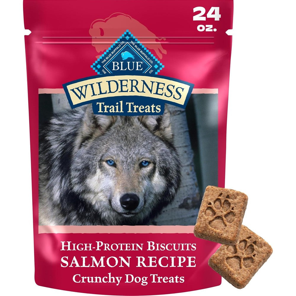 Blue Buffalo Wilderness Trail Treats Salmon Crunchy Dog Biscuits Grain Free High Protein Bite Sized Training Dog Treats Twenty Four Ounce Bag